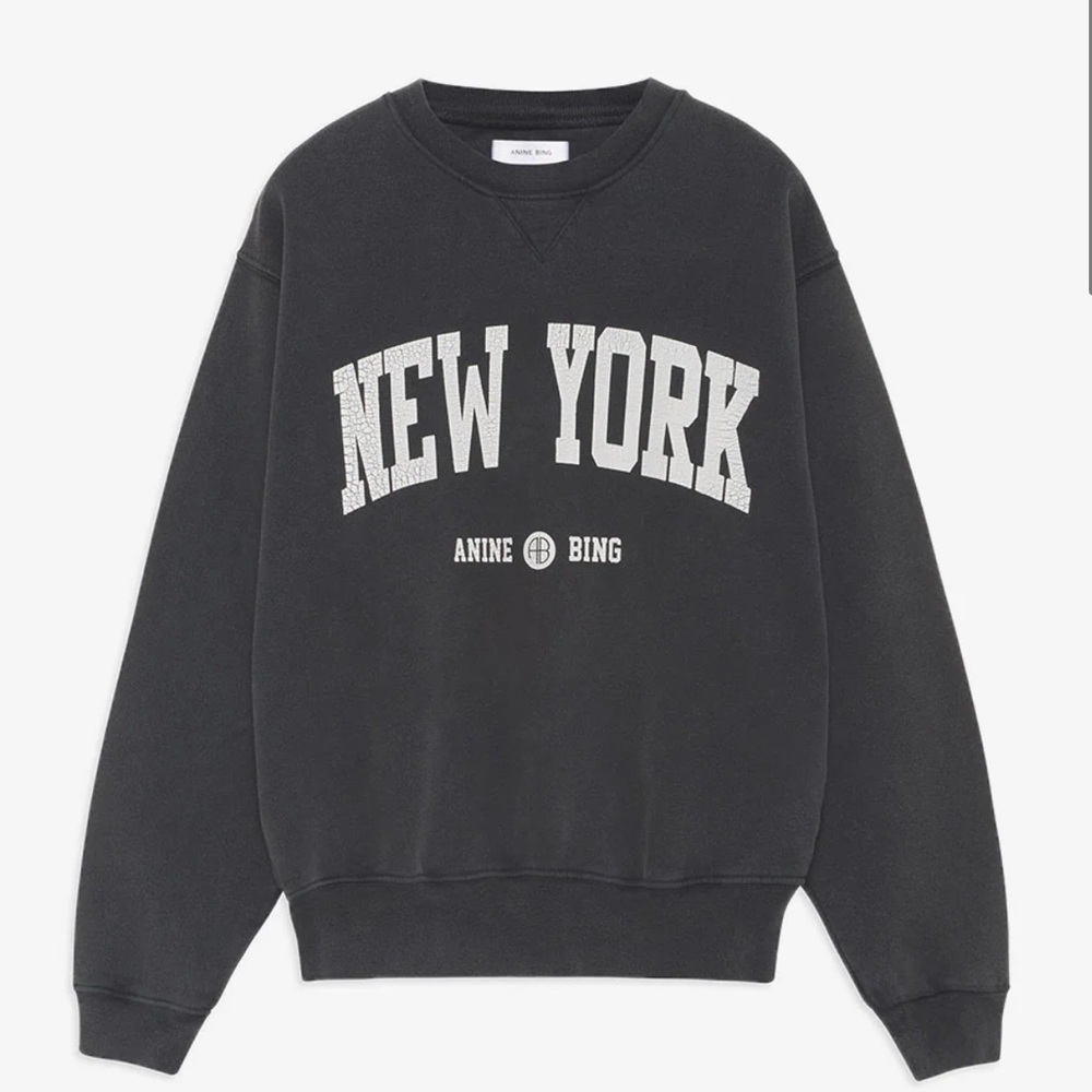 Anine Bing New York Crewneck Ramona Sweatshirt University New York Washed Black